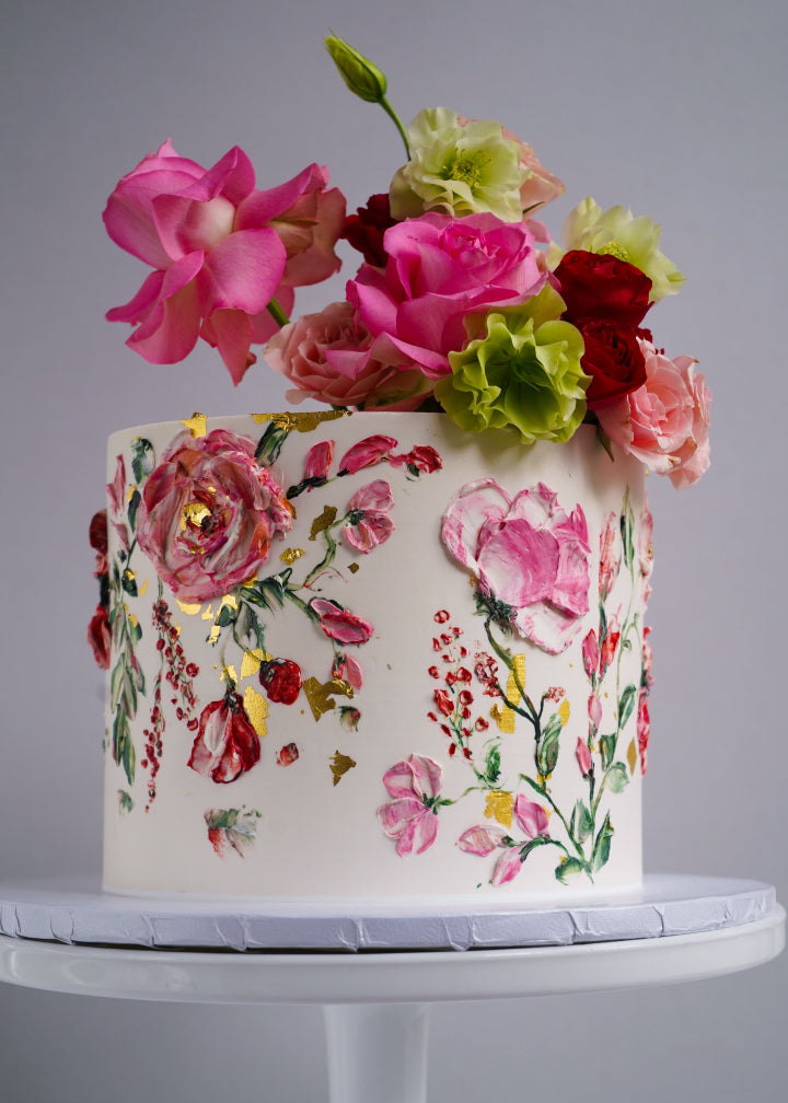 Rustic Semi Naked Buttercream Cake with Drip, Macarons & Flowers – Kimmy  Bakes